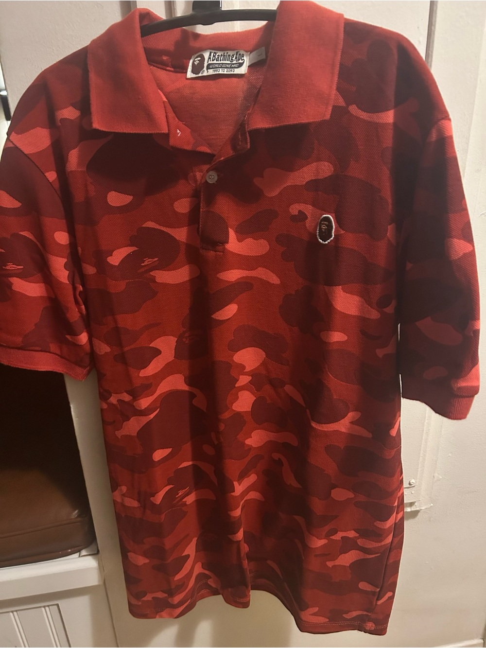 A Bathing Ape Red Camo Polo Shirt - Short Sleeve Pique